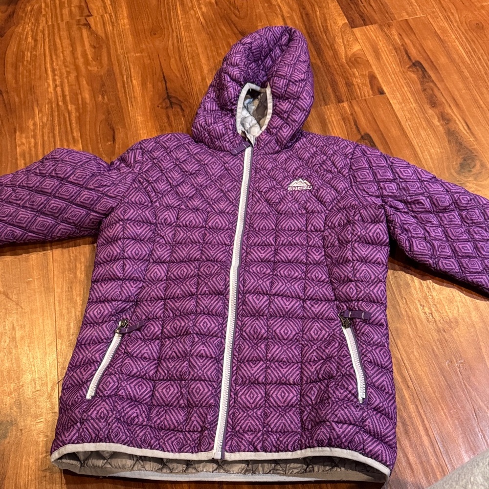 Snozu Purple Quilted Jacket with Zigzag Design